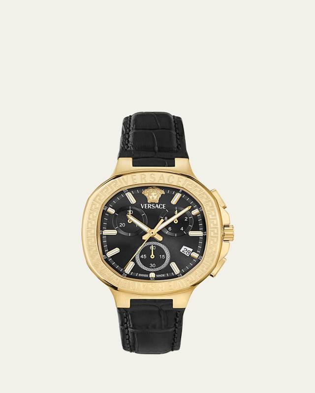 V-Chrono Square 40mm IP Yellow Gold Leather Watch